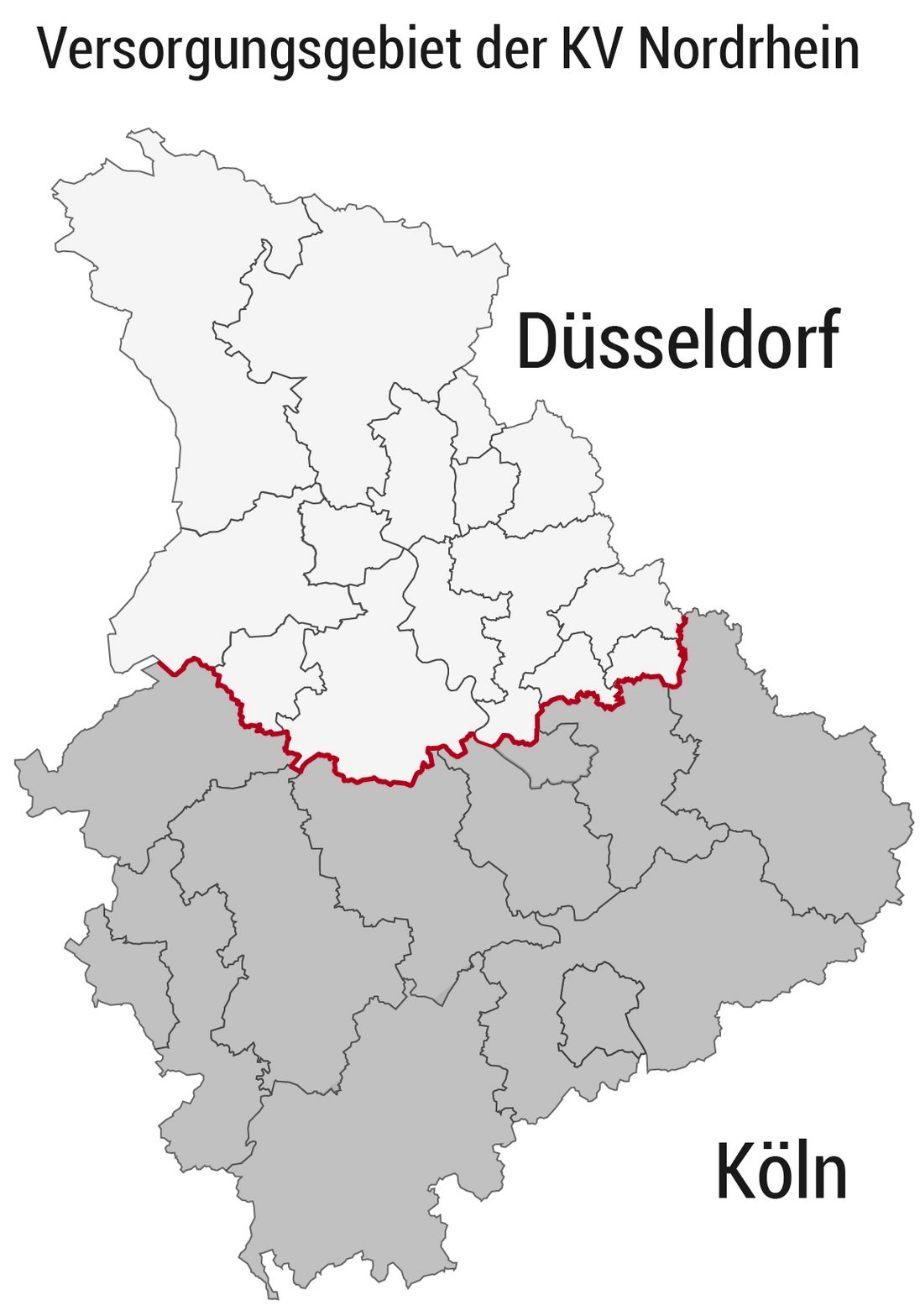 Die Karte zeigt das Gebiet der KV Nordrhein.